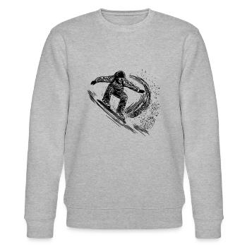 Tiefschnee Snowboard Ride Jump Style Move - Stanley/Stella Unisex Bio-Sweatshirt CHANGER  - Grau meliert - Vorne - Nik (191cm) & Marisol (170cm)