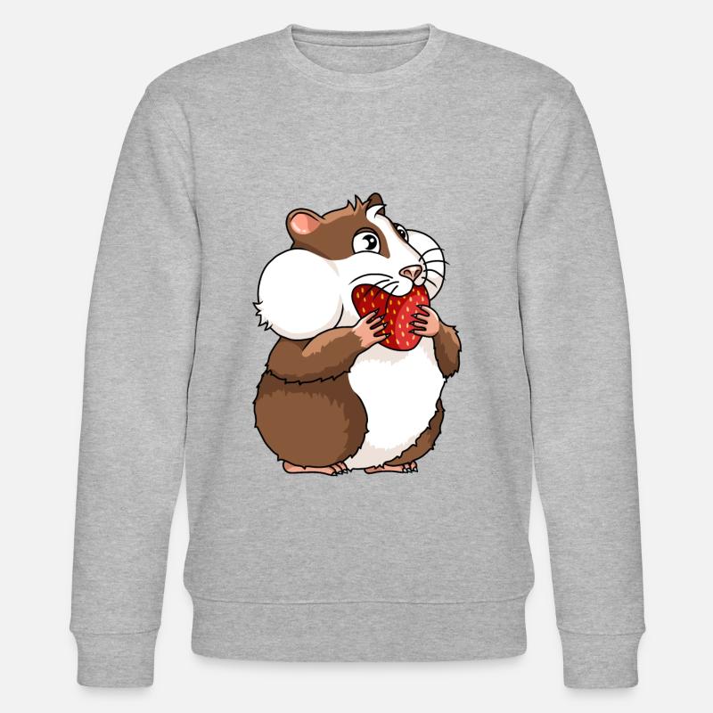 Dickes Meerschweinchen mit Erdbeere - Stanley/Stella Unisex Bio-Sweatshirt CHANGER - Grau meliert