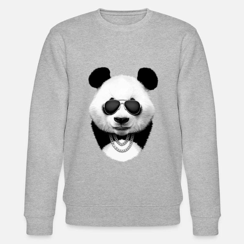 Panda in Schwarz - Stanley/Stella Unisex Bio-Sweatshirt CHANGER  - Grau meliert