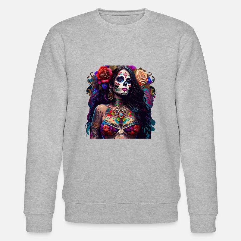 pretty dia de muertos - Stanley/Stella Unisex Bio-Sweatshirt CHANGER  - Grau meliert