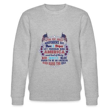 Independence Day Stars & Stripes Red White Blue - Stanley/Stella Unisex Bio-Sweatshirt CHANGER  - Grau meliert - Vorne - Nik (191cm) & Marisol (170cm)