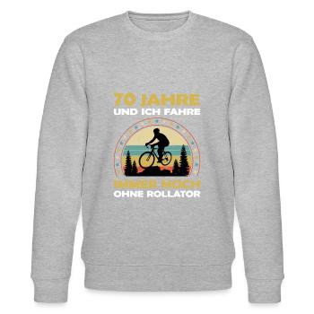 Fahrrad Radfahrer 70 Jahre alt zum Geburtstag - Stanley/Stella Unisex Bio-Sweatshirt CHANGER  - Grau meliert - Vorne - Nik (191cm) & Marisol (170cm)