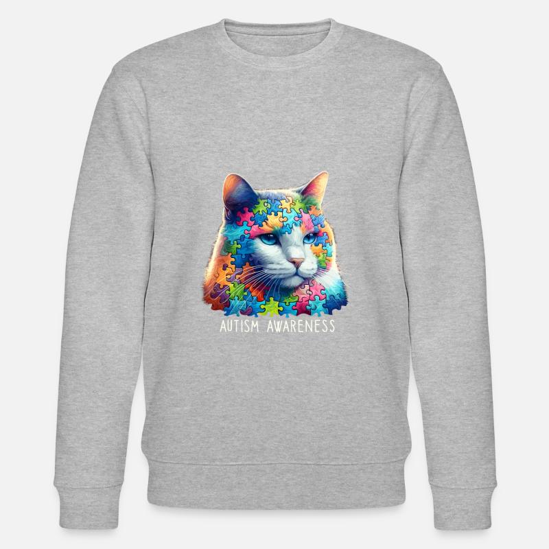 Autism Awareness puzzles piece - Stanley/Stella CHANGER Unisex Organic Sweatshirt - heather grey