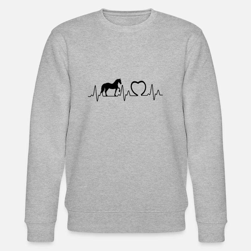 Heartbeat mit Herz Pferd1 - Stanley/Stella Unisex Bio-Sweatshirt CHANGER - Grau meliert