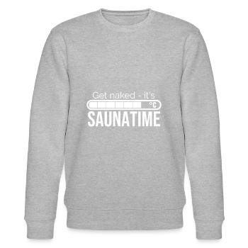 Sauna Saunazeit saunatime naked saunieren - Stanley/Stella Unisex Bio-Sweatshirt CHANGER  - Grau meliert - Vorne - Nik (191cm) & Marisol (170cm)