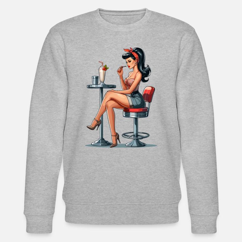 Milchshake Rockabilly Pin Up Geschenk - Stanley/Stella Unisex Bio-Sweatshirt CHANGER  - Grau meliert