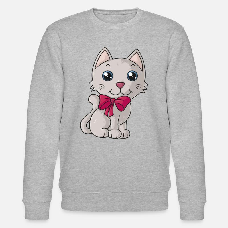 Süße Comic Katze - Stanley/Stella Unisex Bio-Sweatshirt CHANGER  - Grau meliert