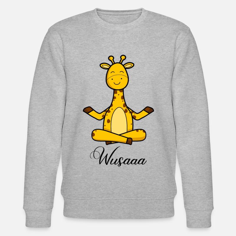 Auszeit Durchatmen Wusaaa Giraffe - Stanley/Stella Unisex Bio-Sweatshirt CHANGER  - Grau meliert
