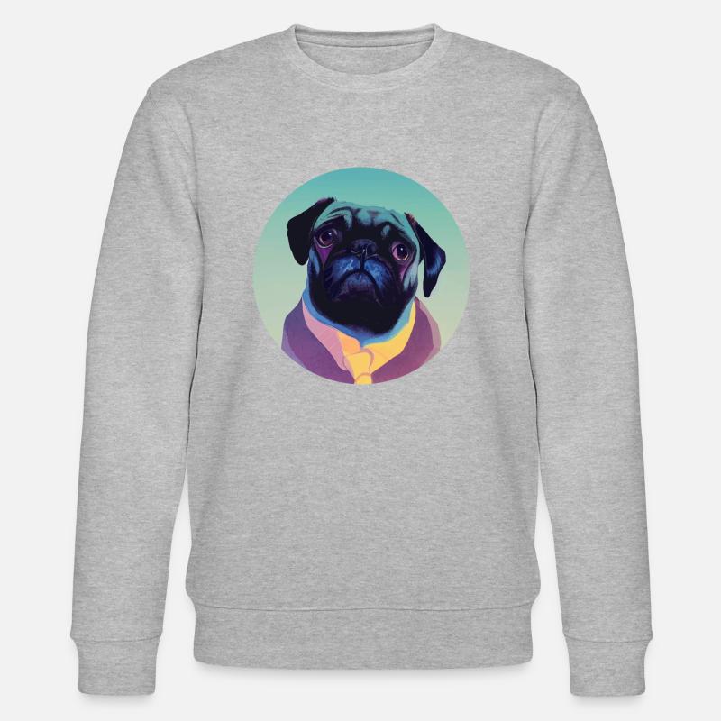 Mops Hund Portrait - Stanley/Stella Unisex Bio-Sweatshirt CHANGER - Grau meliert