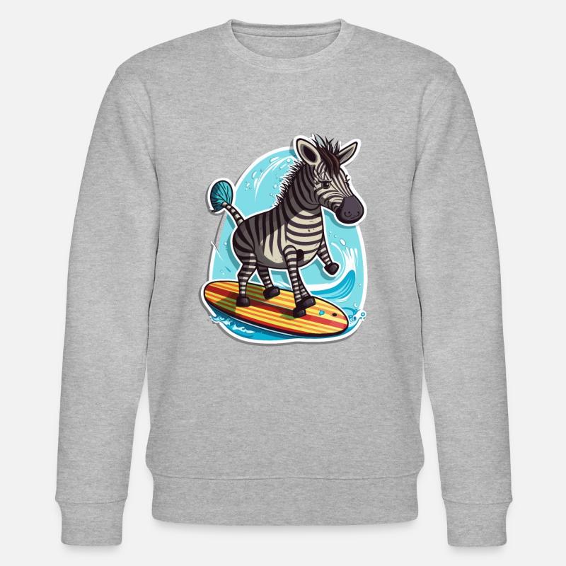 Surfendes Zebra - Stanley/Stella Unisex Bio-Sweatshirt CHANGER  - Grau meliert