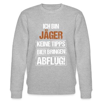 Ich bin Jäger - Bier bringen und Abflug - Stanley/Stella Unisex Bio-Sweatshirt CHANGER  - Grau meliert - Vorne - Nik (191cm) & Marisol (170cm)