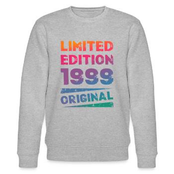 Limited Edition 25 Geburtstag Party Jahrgang 1999 - Stanley/Stella Unisex Bio-Sweatshirt CHANGER  - Grau meliert - Vorne - Nik (191cm) & Marisol (170cm)