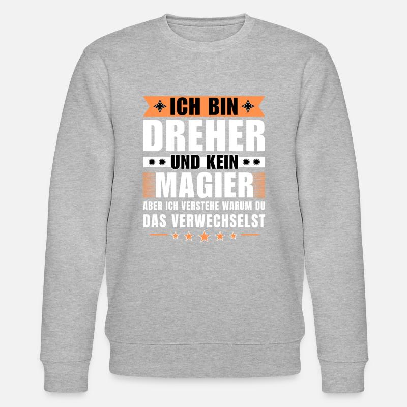 Ich bin Dreher und kein Magier - Stanley/Stella Unisex Bio-Sweatshirt CHANGER  - Grau meliert