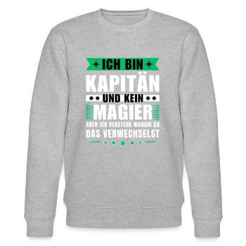 Ich bin Kapitän und kein Magier - Stanley/Stella Unisex Bio-Sweatshirt CHANGER  - Grau meliert - Vorne - Nik (191cm) & Marisol (170cm)