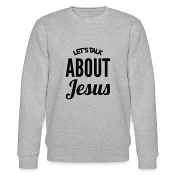 Let's Talk About Jesus - Stanley/Stella CHANGER Unisex Organic Sweatshirt - heather grey - Front - Nik (191cm) & Marisol (170cm)