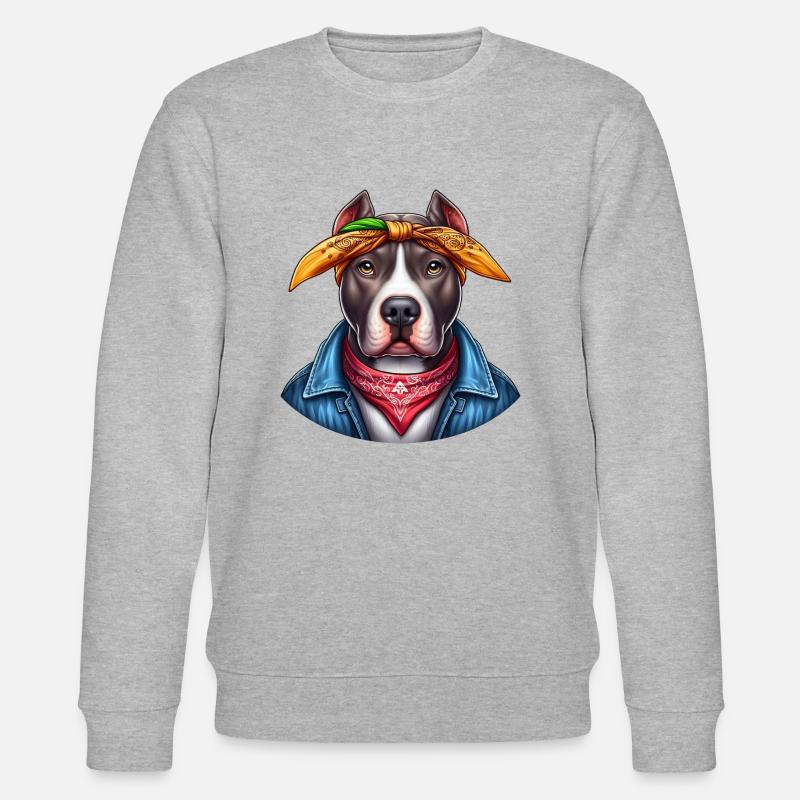 Niedlicher Pitbull-Rap-Künstler - Stanley/Stella Unisex Bio-Sweatshirt CHANGER - Grau meliert