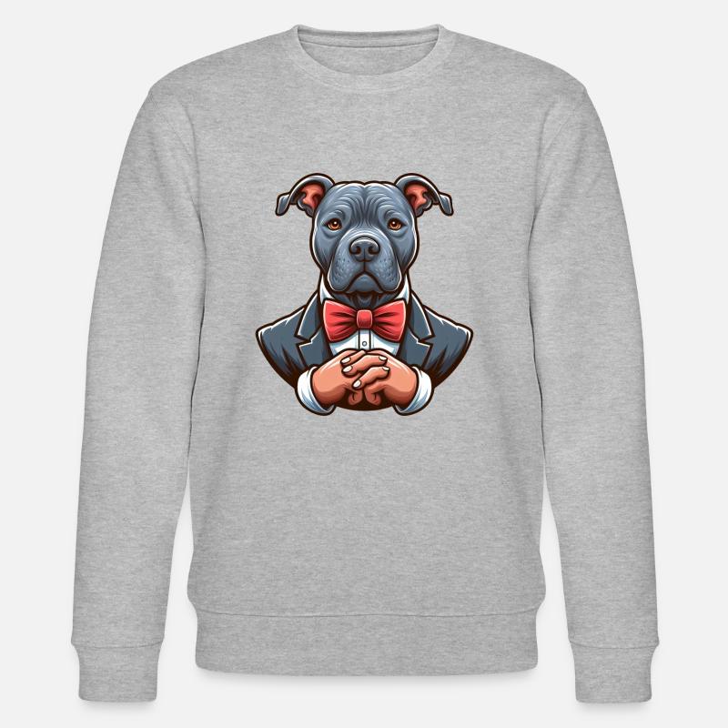 Pitbull trägt Smoking - Stanley/Stella Unisex Bio-Sweatshirt CHANGER  - Grau meliert