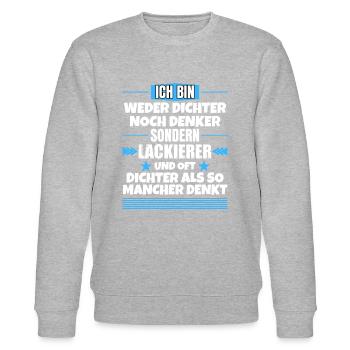 Weder Dichter noch Denker, sondern Lackierer - Stanley/Stella Unisex Bio-Sweatshirt CHANGER  - Grau meliert - Vorne - Nik (191cm) & Marisol (170cm)