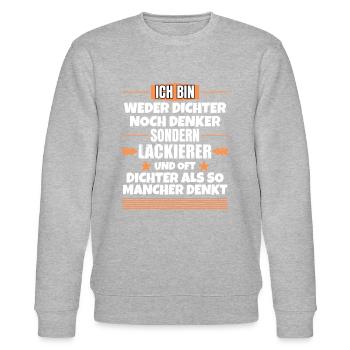 Weder Dichter noch Denker, sondern Lackierer - Stanley/Stella Unisex Bio-Sweatshirt CHANGER  - Grau meliert - Vorne - Nik (191cm) & Marisol (170cm)