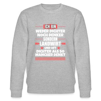 Weder Dichter noch Denker, sondern Landwirt - Stanley/Stella Unisex Bio-Sweatshirt CHANGER  - Grau meliert - Vorne - Nik (191cm) & Marisol (170cm)