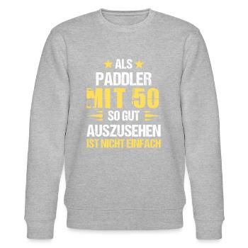At 50 handsome paddler - Stanley/Stella CHANGER Unisex Organic Sweatshirt - heather grey - Front - Nik (191cm) & Marisol (170cm)