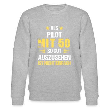 Mit 50 gut aussehender Pilot - Stanley/Stella Unisex Bio-Sweatshirt CHANGER  - Grau meliert - Vorne - Nik (191cm) & Marisol (170cm)