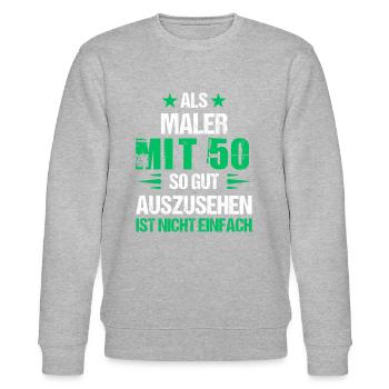 Mit 50 gut aussehender Maler - Stanley/Stella Unisex Bio-Sweatshirt CHANGER  - Grau meliert - Vorne - Nik (191cm) & Marisol (170cm)