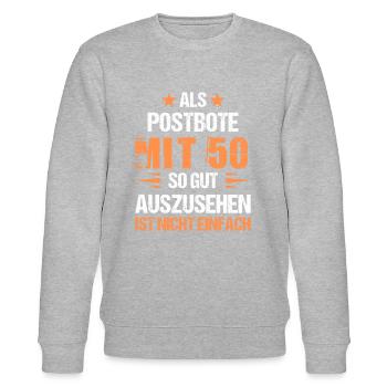 At 50 handsome postman - Stanley/Stella CHANGER Unisex Organic Sweatshirt - heather grey - Front - Nik (191cm) & Marisol (170cm)