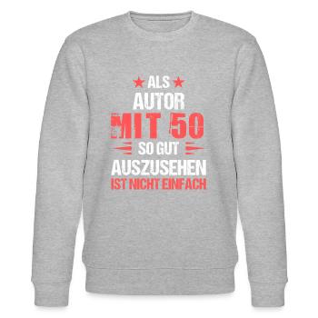 At 50 good-looking author - Stanley/Stella CHANGER Unisex Organic Sweatshirt - heather grey - Front - Nik (191cm) & Marisol (170cm)