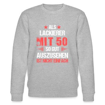 With 50 good-looking painter - Stanley/Stella CHANGER Unisex Organic Sweatshirt - heather grey - Front - Nik (191cm) & Marisol (170cm)