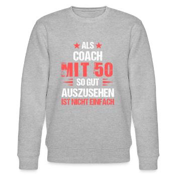 Mit 50 gut aussehender Coach - Stanley/Stella Unisex Bio-Sweatshirt CHANGER  - Grau meliert - Vorne - Nik (191cm) & Marisol (170cm)