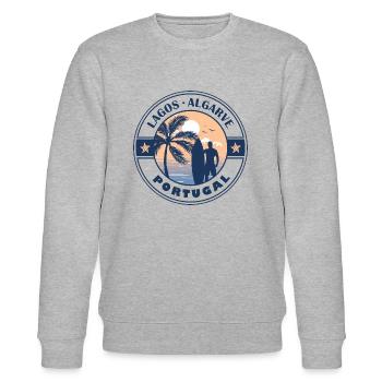 Lagos Algarve Portugal Summer Surfing Design - Stanley/Stella CHANGER Unisex Organic Sweatshirt - heather grey - Front - Nik (191cm) & Marisol (170cm)
