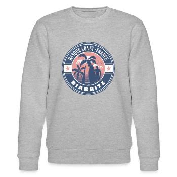 Biarritz Baskische Küste Frankreich Sommer Surf Design - Stanley/Stella Unisex Bio-Sweatshirt CHANGER  - Grau meliert - Vorne - Nik (191cm) & Marisol (170cm)