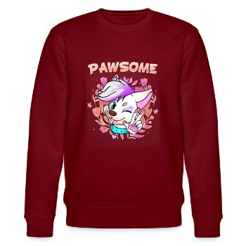 Pawsome I Furry Fandom Cospaly - Stanley/Stella Unisex Bio-Sweatshirt CHANGER  - Burgunderrot - Vorne - Nik (191cm) & Marisol (170cm)