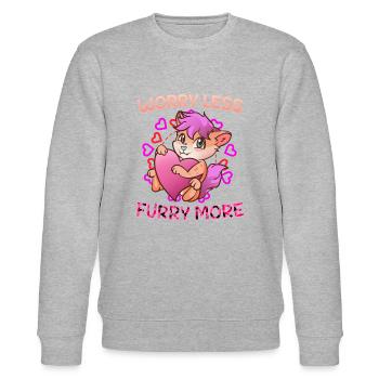 Worry less Furry more I Fursona Cosplay Fandom - Stanley/Stella Unisex Bio-Sweatshirt CHANGER  - Grau meliert - Vorne - Nik (191cm) & Marisol (170cm)