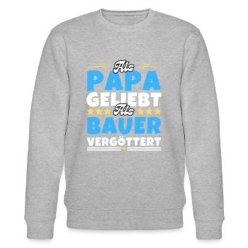 Als Papa geliebt, als Bauer vergöttert - Stanley/Stella Unisex Bio-Sweatshirt CHANGER  - Grau meliert - Vorne - Nik (191cm) & Marisol (170cm)