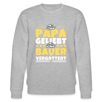 Als Papa geliebt, als Bauer vergöttert - Stanley/Stella Unisex Bio-Sweatshirt CHANGER  - Grau meliert - Vorne - Nik (191cm) & Marisol (170cm)