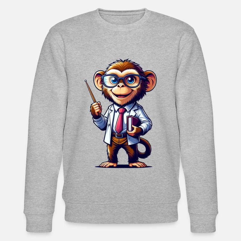 Cute Monkey Teacher - Stanley/Stella Unisex Bio-Sweatshirt CHANGER  - Grau meliert