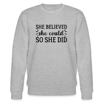 She Believed - Sweat bio CHANGER Stanley/Stella Unisexe - gris chiné - Devant - Nik (191cm) & Marisol (170cm)
