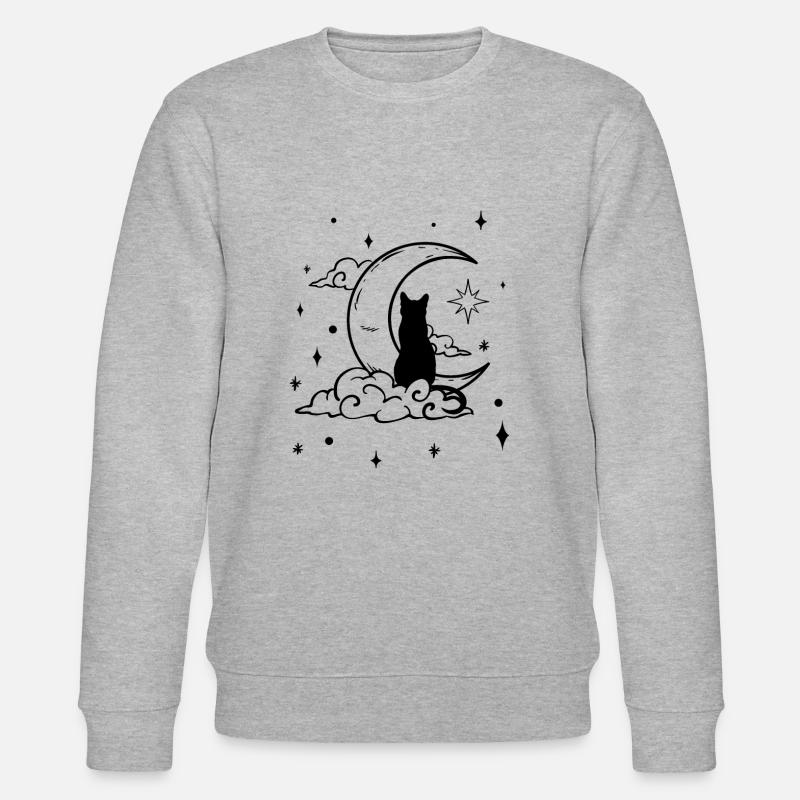 Schwarze Katze Mond Wicca - Stanley/Stella Unisex Bio-Sweatshirt CHANGER  - Grau meliert
