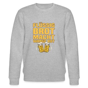 Flüssig Brot Macht Wange Rot Lustiger Bier Spruch - Stanley/Stella Unisex Bio-Sweatshirt CHANGER  - Grau meliert - Vorne - Nik (191cm) & Marisol (170cm)