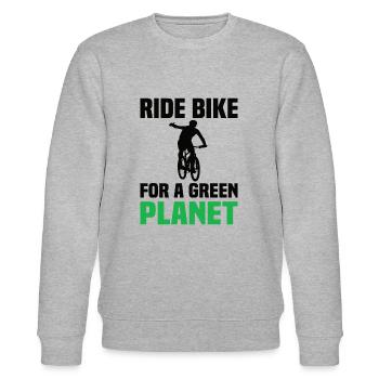 Ride Bike For A Green Planet - Stanley/Stella Unisex Bio-Sweatshirt CHANGER  - Grau meliert - Vorne - Nik (191cm) & Marisol (170cm)