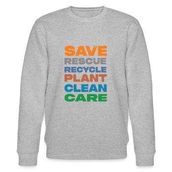 Save Rescue Recycle Plant Clean Care - Stanley/Stella Unisex Bio-Sweatshirt CHANGER  - Grau meliert - Vorne - Nik (191cm) & Marisol (170cm)
