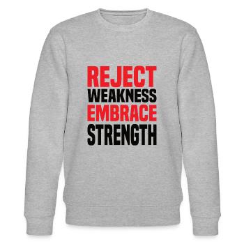 Reject Weakness Embrace Strength Sigma Male - Stanley/Stella Unisex Bio-Sweatshirt CHANGER  - Grau meliert - Vorne - Nik (191cm) & Marisol (170cm)