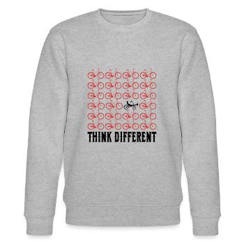 Think Different - Fahrrad Spruch - Stanley/Stella Unisex Bio-Sweatshirt CHANGER  - Grau meliert - Vorne - Nik (191cm) & Marisol (170cm)