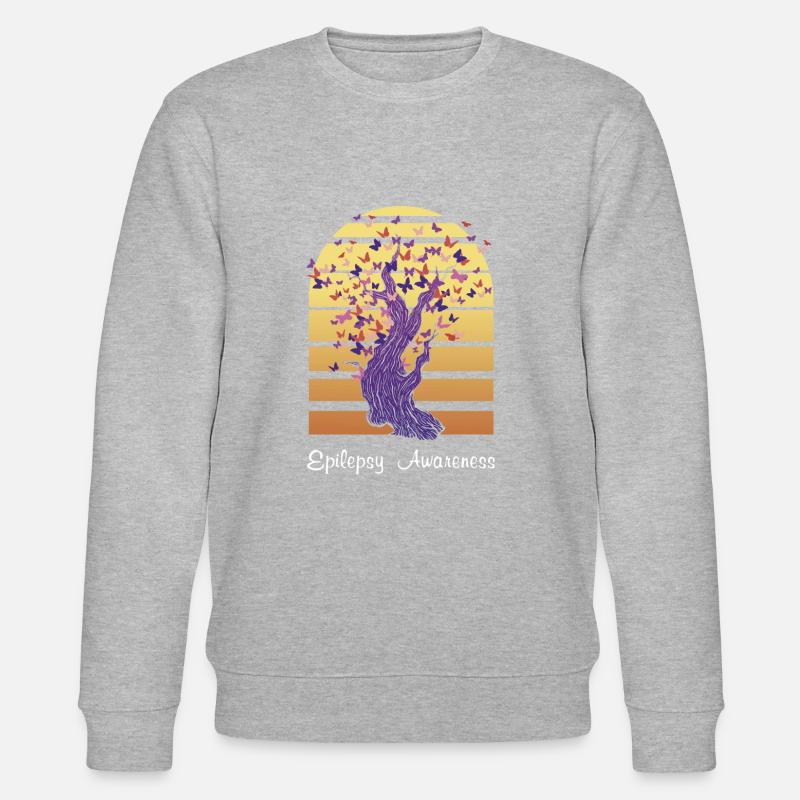 Schmetterlinge formen Baum: Epilepsiebewusstsein - Stanley/Stella Unisex Bio-Sweatshirt CHANGER - Grau meliert
