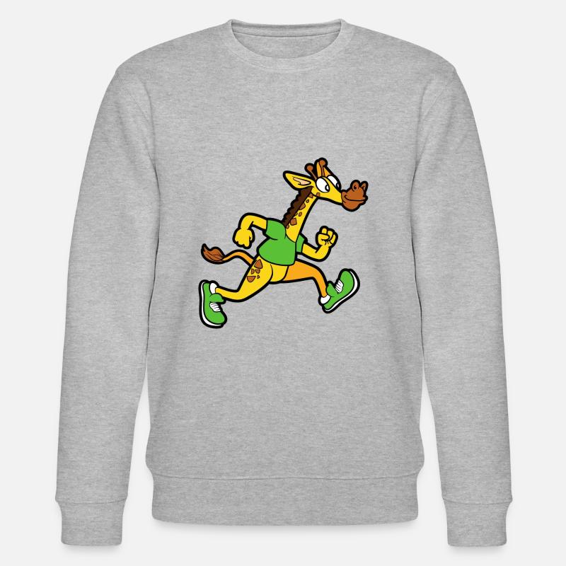 Funny Cute Cool Giraffe Running - Stanley/Stella CHANGER Unisex Organic Sweatshirt - heather grey