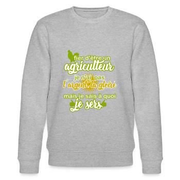 Fier d'être agriculteur - Sweat bio CHANGER Stanley/Stella Unisexe - gris chiné - Devant - Nik (191cm) & Marisol (170cm)