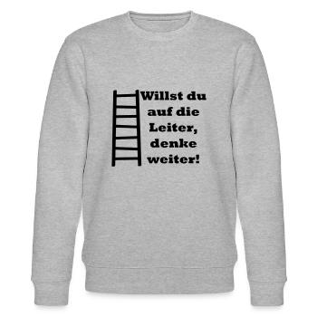 Voulez-vous l'échelle, continue à penser! (Noir) - Sweat bio CHANGER Stanley/Stella Unisexe - gris chiné - Devant - Nik (191cm) & Marisol (170cm)