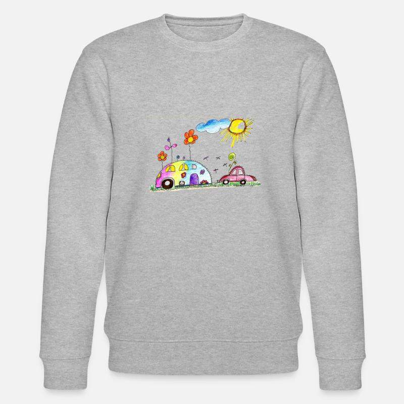 Camping-Caravan mit Auto - Stanley/Stella Unisex Bio-Sweatshirt CHANGER  - Grau meliert